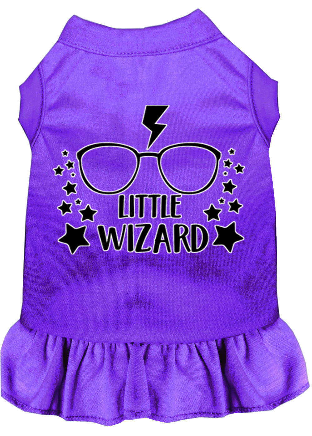 Little Wizard Screen Print Dog Dress Purple Lg